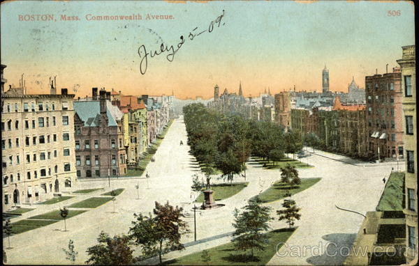 Bird's Eye View of Commonwealth Avenue Boston Massachusetts