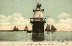 Spring Point Light, Portland Harbor Maine Postcard Postcard