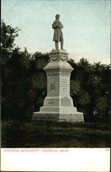 Soldiers Monument Franklin, MA Postcard Postcard