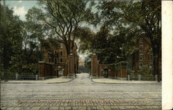 Cambridge Street Gate, Harvard College Postcard