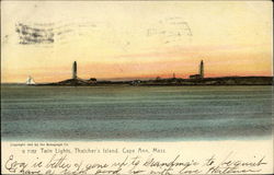 Twin Lights at Thatcher's Island, Cape Ann Postcard