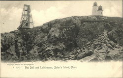 Fog Bell and Lighthouses, Baker's Island Postcard
