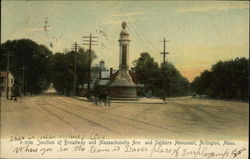 Junction of Broadway and Massachusetts Avenue, and Soldiers Monument Postcard