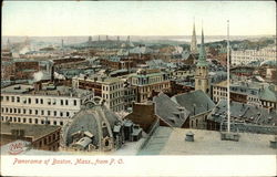 Panorama View from the Post Office Boston, MA Postcard Postcard