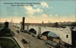 Charles River Bridge, East Cambridge Extension Postcard