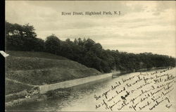 Scenic View of River Front Highland Park, NJ Postcard Postcard