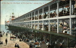 A Hot Day on the Beach at the Steel Pier Atlantic City, NJ Postcard Postcard