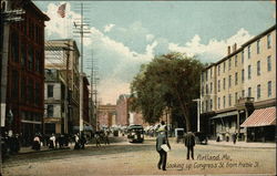 Looking Up Congress Street from Preble Street Postcard