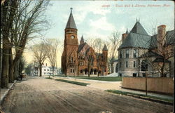 Town Hall & Library Fairhaven, MA Postcard Postcard