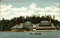 Boat House View from Water, Norumbega Park Postcard