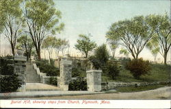 Burial Hill showing Steps from Church Plymouth, MA Postcard Postcard