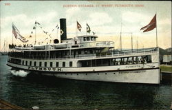 Boston Steamer at Wharf Plymouth, MA Postcard Postcard