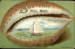 Souvenir - Shell and Sail Boat Postcard