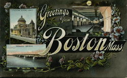 Christian Science Church, Harvard Bridge, Tunnel Station Postcard