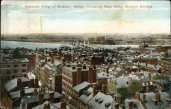 General View Showing New West Boston Bridge Postcard