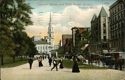 View of Tremont Street and Park Street Church Postcard