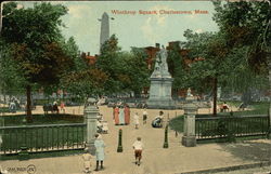 Bird's Eye View of Winthrop Square Charlestown, MA Postcard Postcard