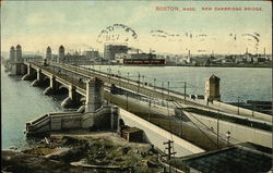 View of New Cambridge Bridge Boston, MA Postcard Postcard