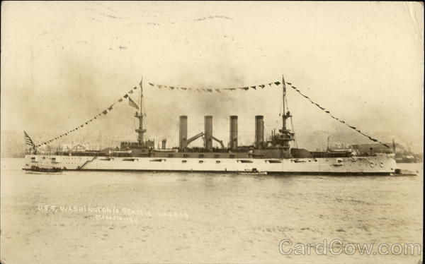 U.S.S. Washington in Seattle Harbor Battleships
