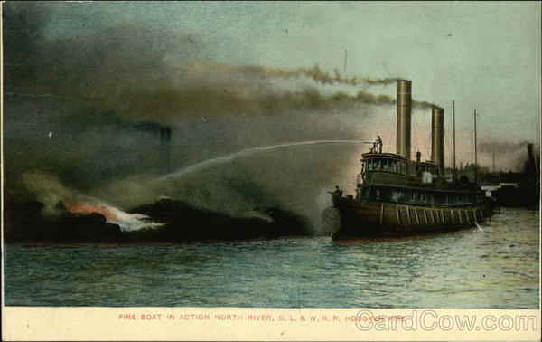 Fire Boat in Action North River Hoboken New Jersey