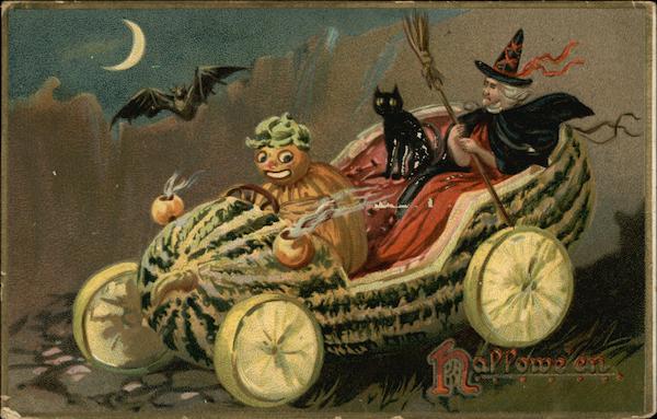 pumpkin rider with cat-halloween