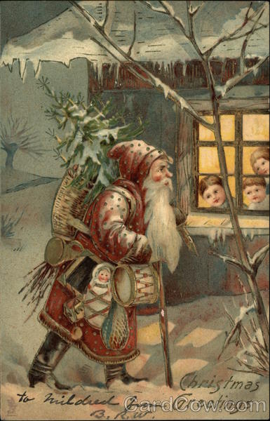 Christmas Greetings with Santa in the Snow Santa Claus