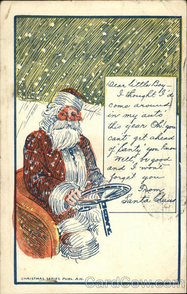 Santa Driving Car in Snow Storm Santa Claus