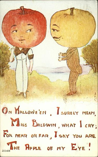 Apple Headed Couple with Poem Halloween