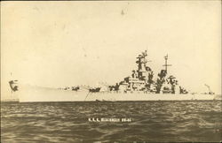 USS Wisconsin on the Water Postcard