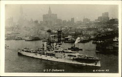 USS Delaware on the Water Battleships Postcard Postcard