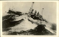 USS Vermont in Storm Battleships Postcard Postcard