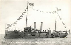 U. S. S. Montgomery at Belfast, ME. July 4, 1910 Battleships Postcard Postcard