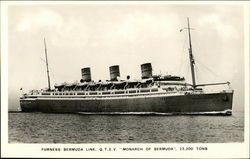 Furness Bermuda Line. Q.T.E.V. "Monarch of Bermuda" 23,200 Tons Postcard