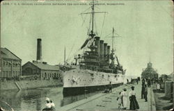 U.S. Cruiser Charleston Entering the Dry-Dock Bremerton, WA Postcard Postcard