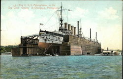 The U.S.S. Pennsylvania in the Dry Dock Dewey Postcard