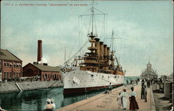U.S. Protected Cruiser Charleston in Dry-Dock Postcard