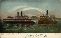 New York Fire Boat at Drill Postcard