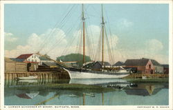 Lumber Schooner at Wharf Scituate, MA Postcard Postcard