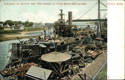Building of Battle Ship "New Jersey" at Fore River Iron Works Quincy, MA Postcard Postcard