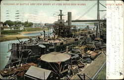 Building of Battle Ship "New Jersey" at Fore River Iron Works Quincy, MA Postcard Postcard