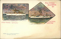 The White Squadron - USS Maine, Battle Ship, USS Texas, Battle Ship Postcard