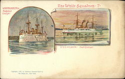 The White Squadrom - USS Atlanta, Prot. Cruiser, USS Philadelphia, Protected Cruiser Postcard