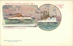 The White Squadron - USS Brooklyn, Armored Cruiser, USS New York, Armored Cruiser Postcard