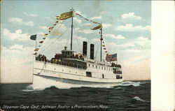 Steamer Cape Cod, Between Boston & Provincetown, Mass Postcard