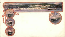 Harbor View of Mackinak  SS Tionesta Anchor Line Postcard