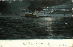 Moonlight on Lake Michigan Postcard