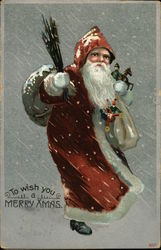 To Wish You a Merry Christmas - with Santa in the Snow Postcard