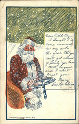 Santa Driving Car in Snow Storm Postcard