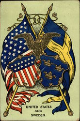 United States and Sweden Postcard