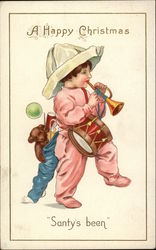 A Happy Christmas Santy's Been Postcard